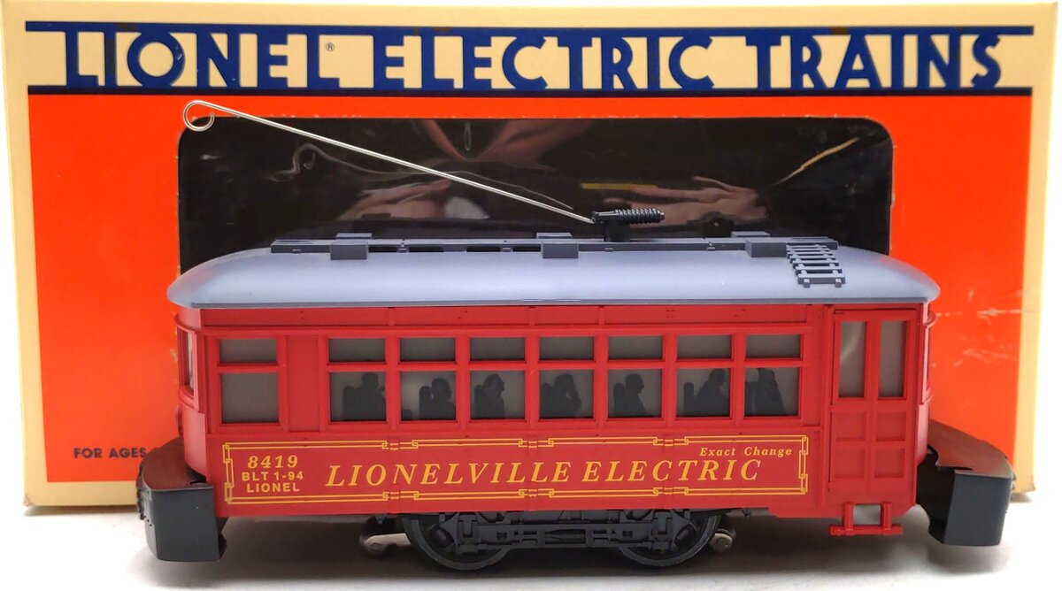 Lionel 6-18419 O Gauge Lionelville Red Operating Trolley #8419 LN/Box