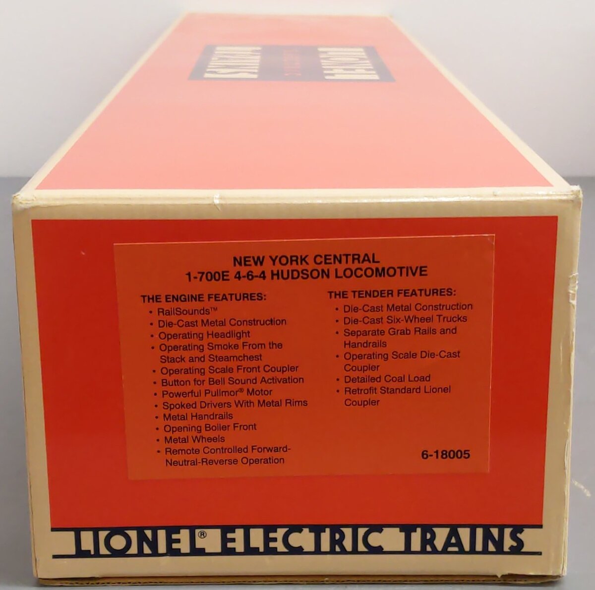 Lionel 6-18005 O Gauge NYC 4-6-4 700E Hudson Steam Loco & Tender #5340 EX/Box