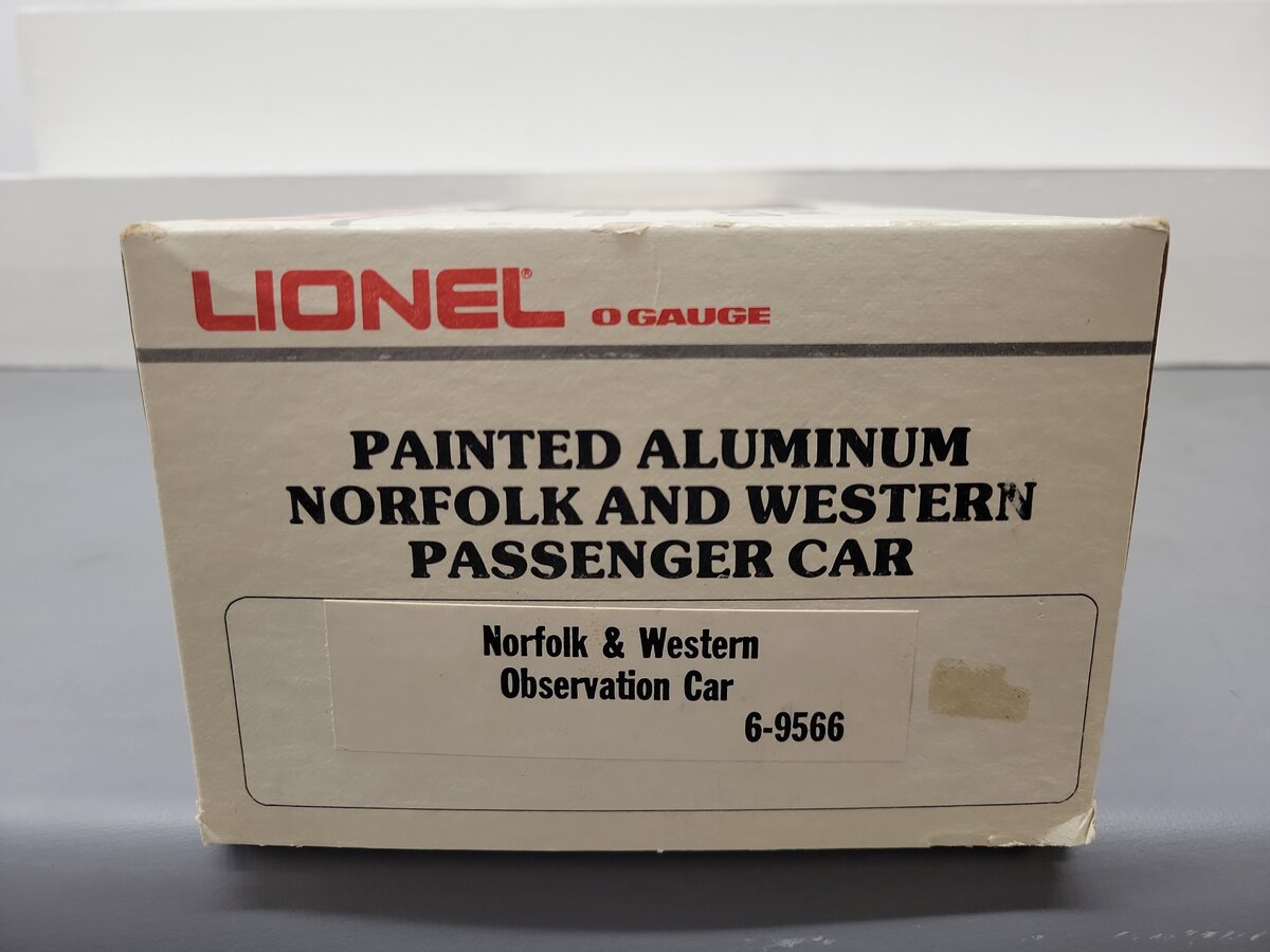 Lionel 6-9566 O Gauge Norfolk & Western Aluminum Observation Car #581 EX/Box