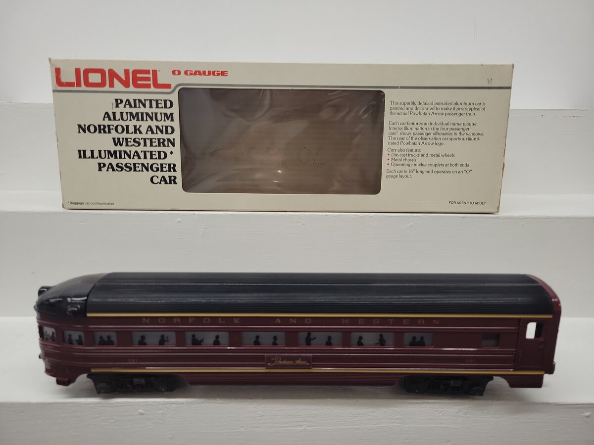 Lionel 6-9566 O Gauge Norfolk & Western Aluminum Observation Car #581 EX/Box