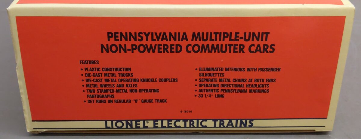 Lionel 6-18310 O Gauge PA Multiple-Unit Non-Powered Commuter Cars #483/485 EX/Box