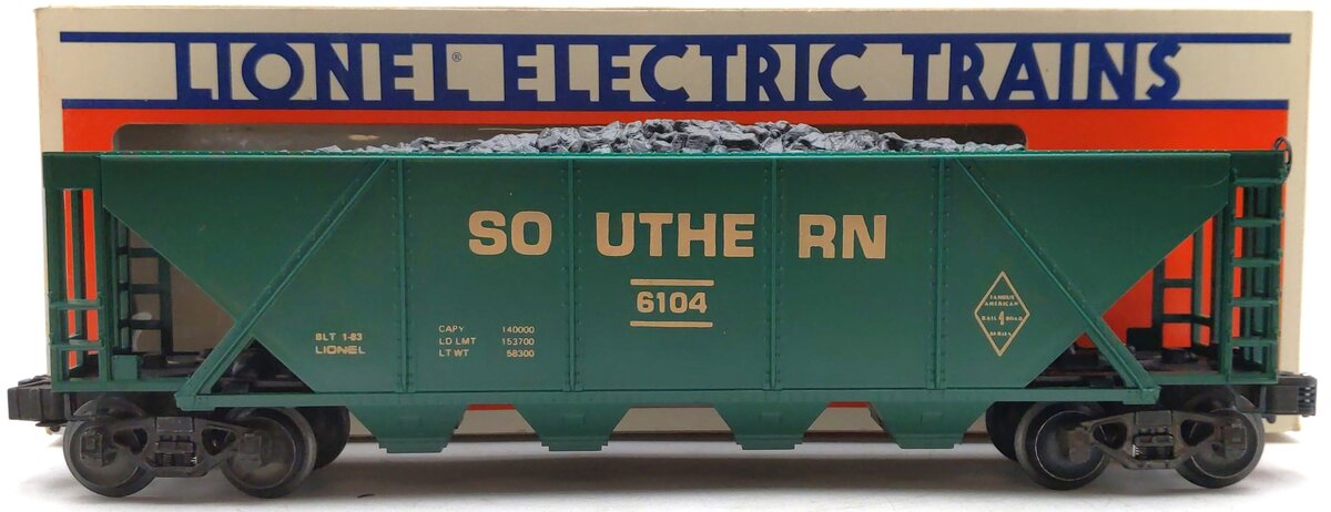 Lionel 6-6104 O Famous American Railroad Southern Hopper w/ Coal Load  #6104 EX/Box