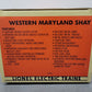 Lionel 6-18023 O Gauge Western Maryland Shay Steam Locomotive #6 VG/Box