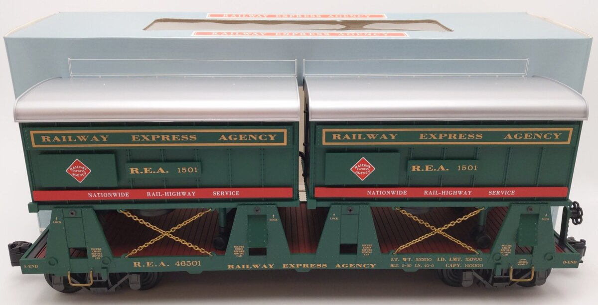 Aristo-Craft 1501 G Scale REA Piggyback Flatcar w/ Plastic Wheels EX/Box