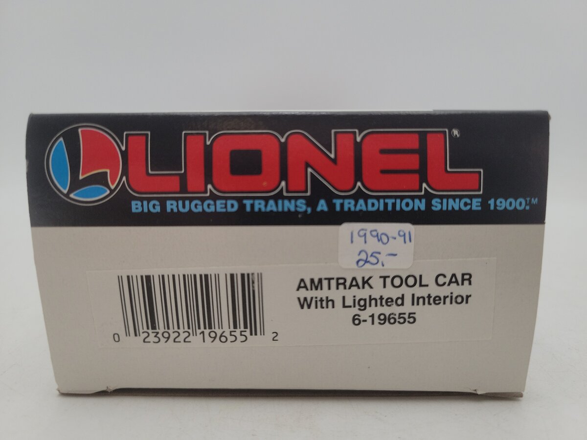 Lionel 6-19655 O Gauge Amtrak Tool Car with Lighted Interior EX/Box