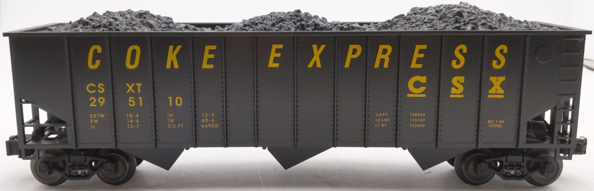 Lionel 6-17120 O Gauge CSX 3-Bay Hopper with Coal Load EX/Box