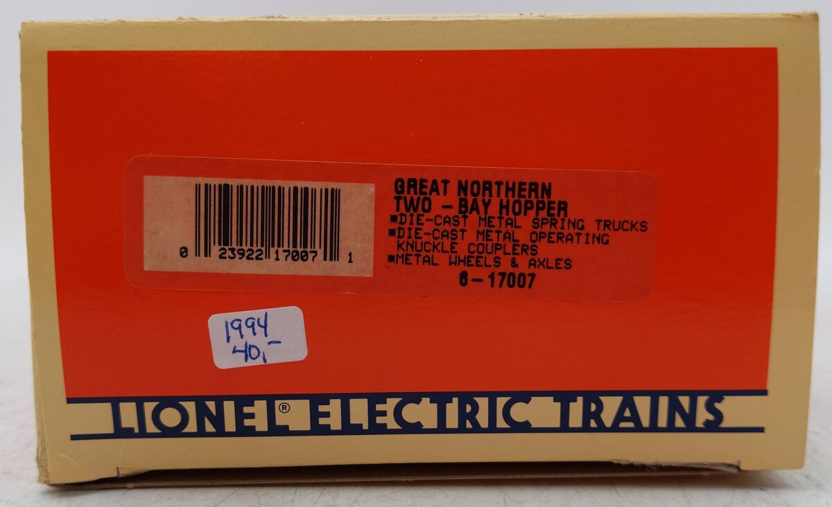 Lionel 6-17007 O Gauge Great Northern 2-Bay Hopper #173872 EX/Box