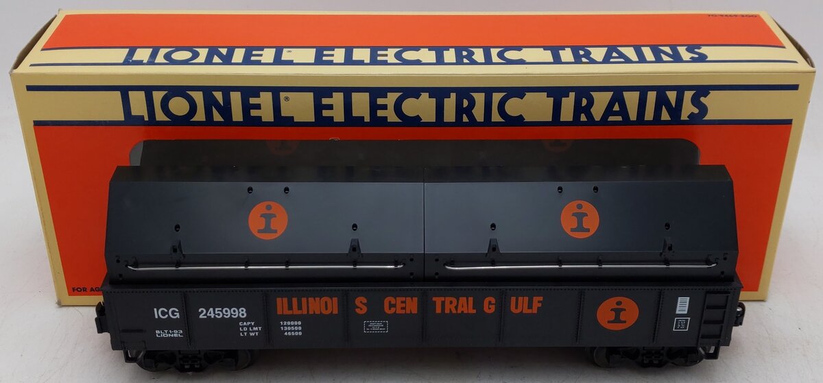 Lionel 6-17404 O Illinois Central Gulf Gondola with Coil Covers #245998 EX/Box