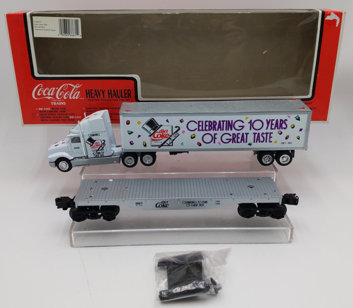 K-Line K6667 O Gauge Coke 10th Anniversary Flatcar w/Truck & Trailer EX/Box