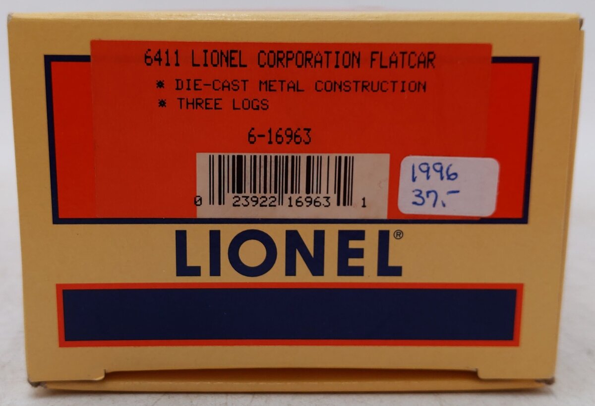 Lionel 6-16963 O Lionel Corporation Flatcar with Log Load #6411 EX/Box