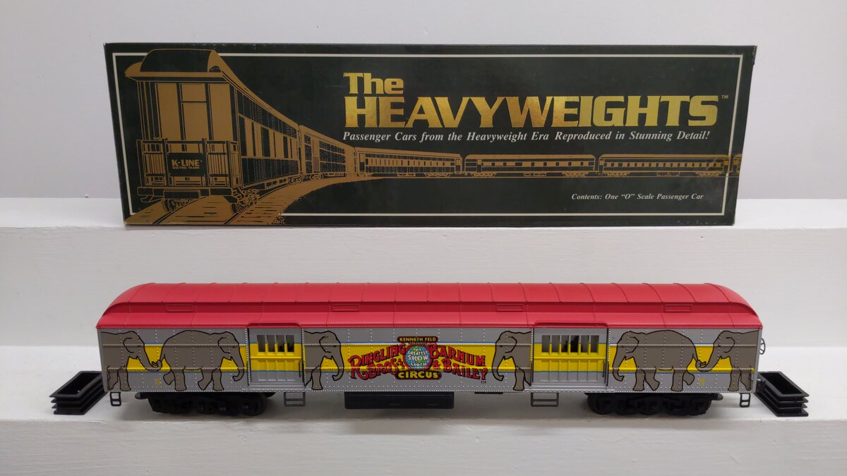 K-Line K83-0073-1 O Ringling Bros. Elephants 18" Heavyweight Baggage Car #73 EX/Box