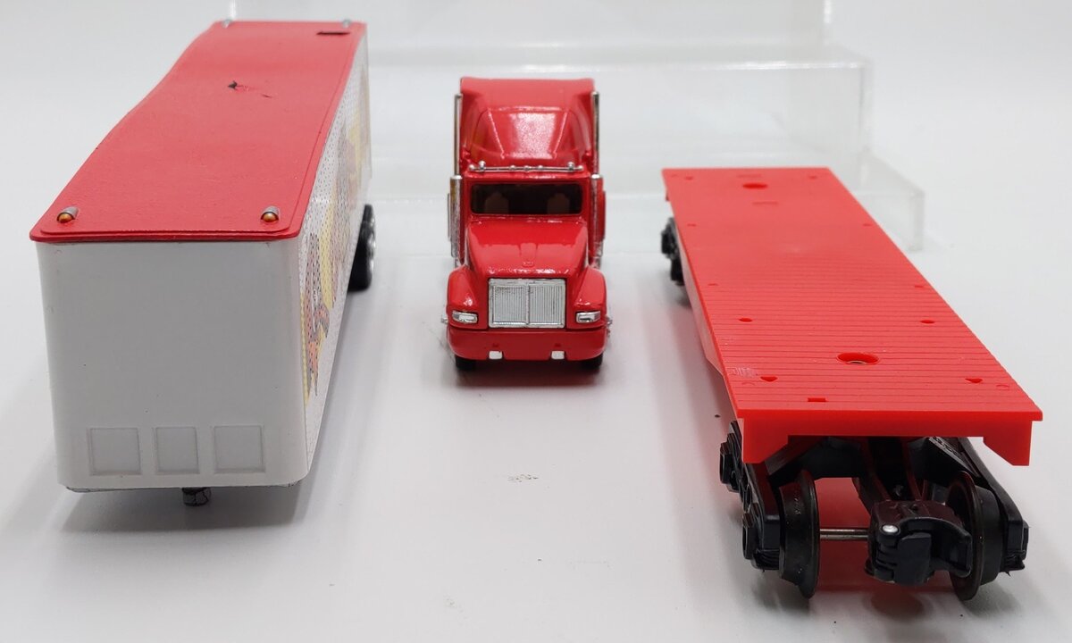K-Line K-665601 O Ringling Brothers Heavy Hauler Tractor Trailer Flat Car Set VG/Box