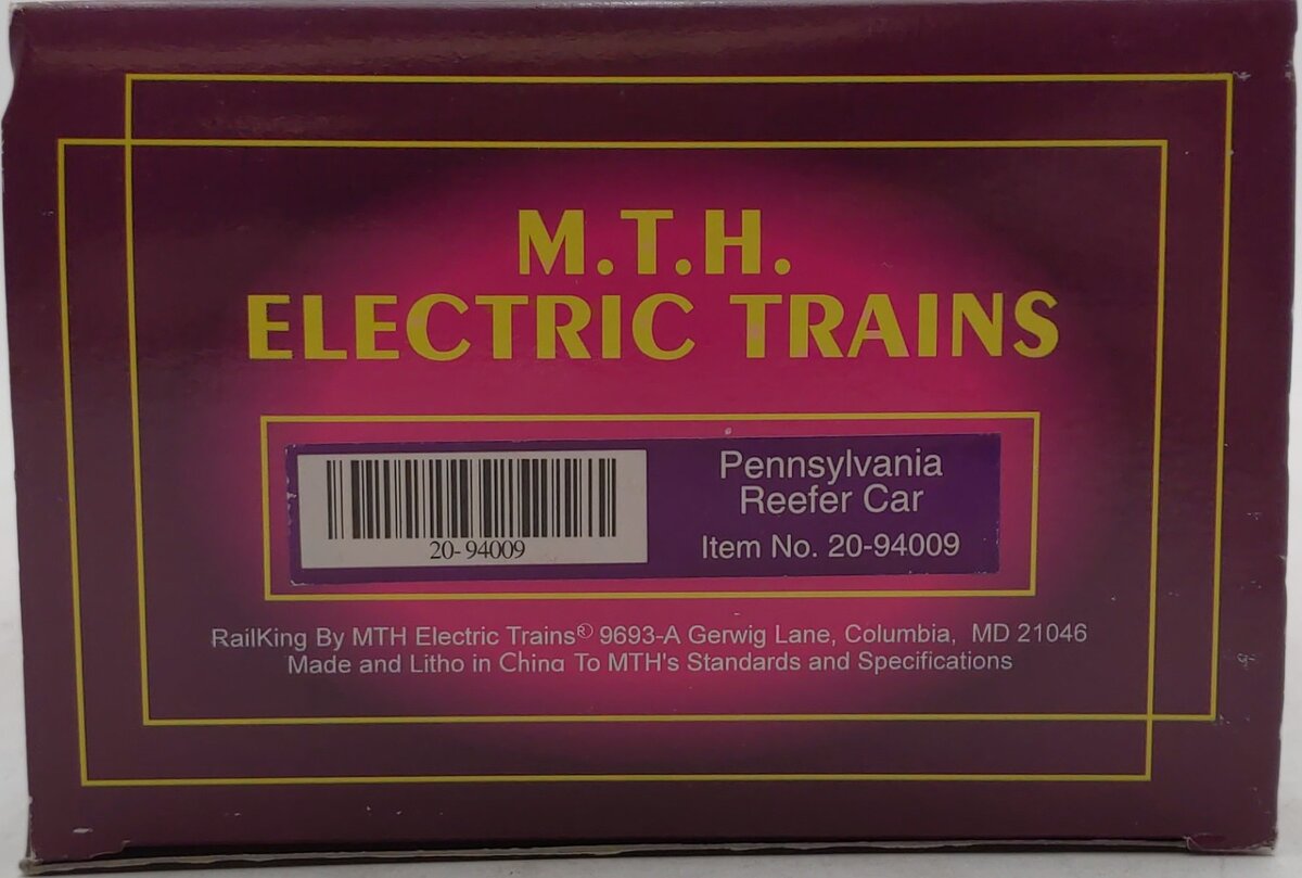 MTH 20-94009 O Pennsylvania Railroad 40' Single Door Reefer Car #19247 LN/Box