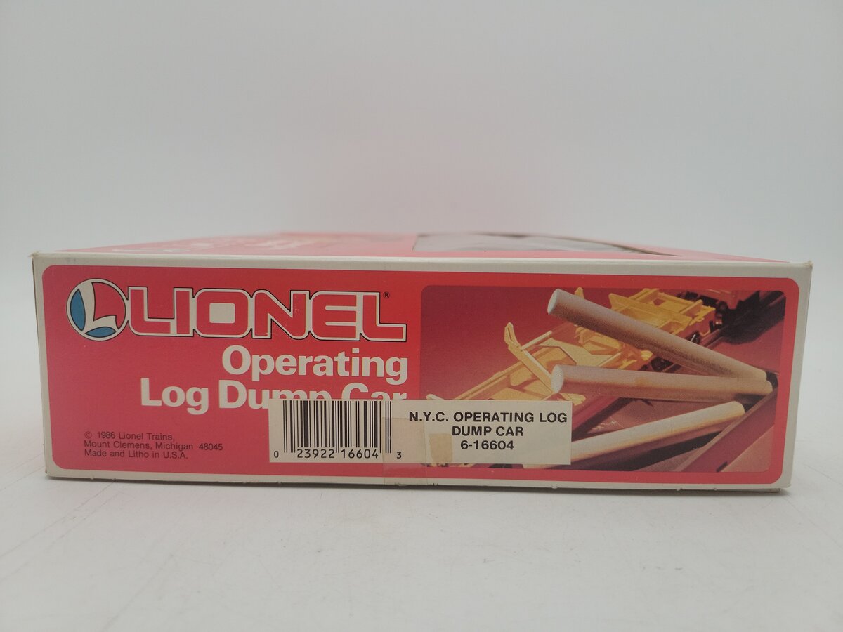 Lionel 6-16604 O Gauge New York Central Operating Log Dump Car EX/Box