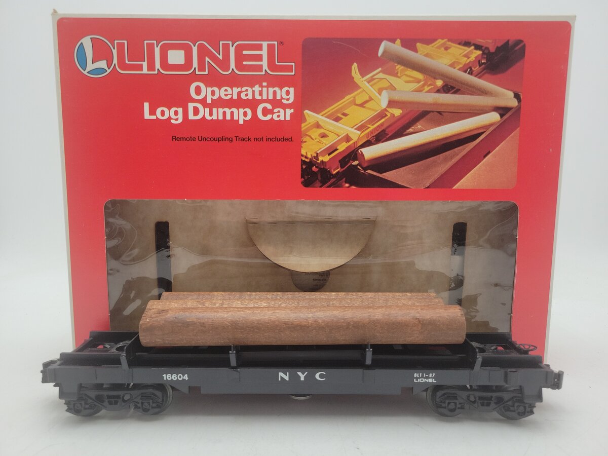 Lionel 6-16604 O Gauge New York Central Operating Log Dump Car EX/Box