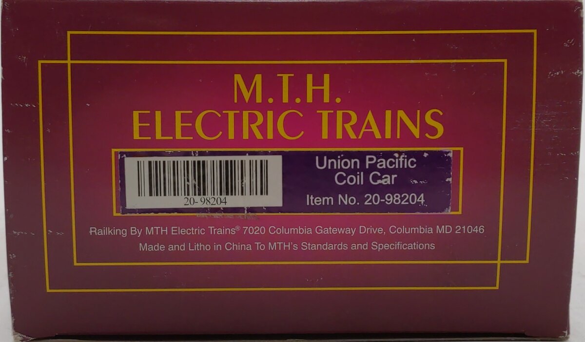 MTH 20-98204 O Gauge Union Pacific Steel Coil Car w/ Cover #229606 EX/Box