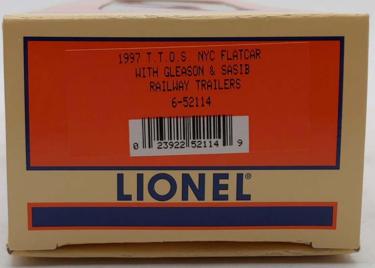 Lionel 6-52114 O Gauge NYC TTOS Flatcar with Gleason & SASIB Trailer LN/Box