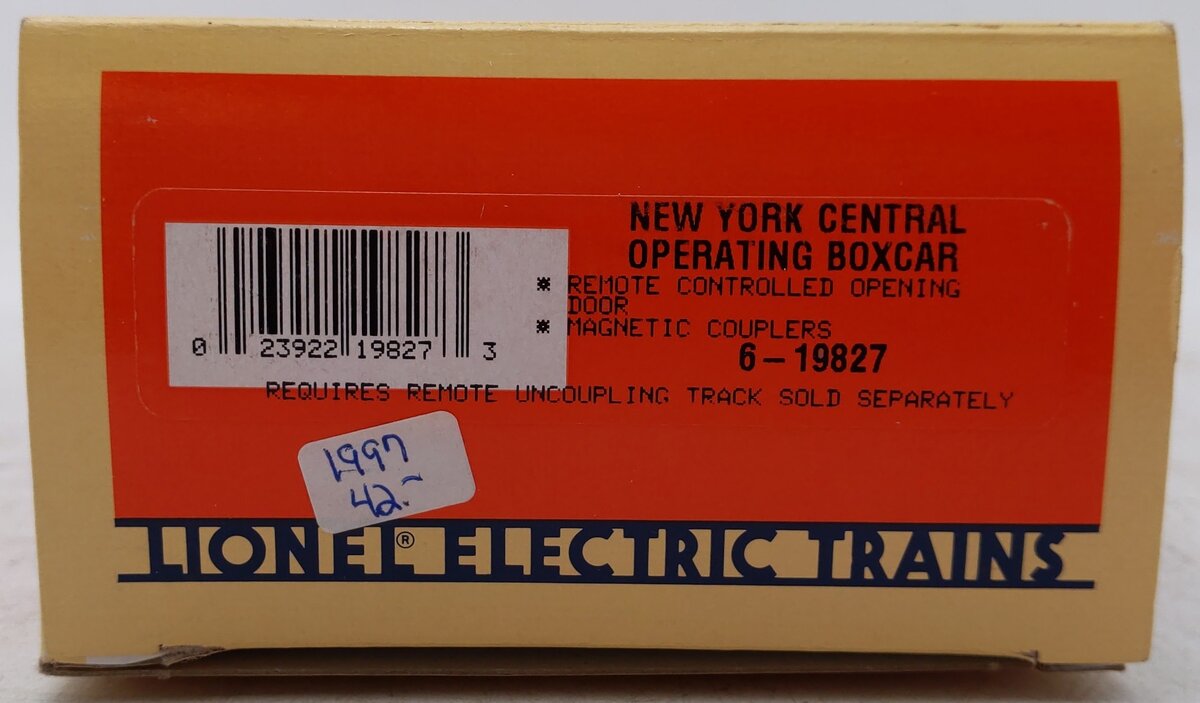 Lionel 6-19827 O Gauge New York Central Operating Box Car #19827 EX/Box