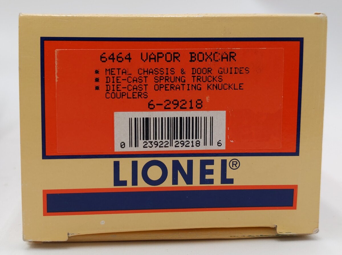 Lionel 6-29218 O Gauge Vapor Records Purple Boxcar #6464-496 EX/Box