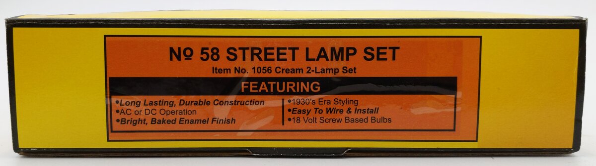 MTH 1056 O #58 Scale Cream Diecast Street Lamp Set NIB