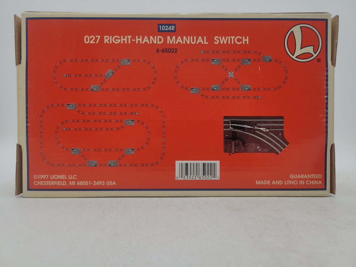 Lionel 6-5022 O27 Gauge Right Hand Manual Control Switch EX/Box