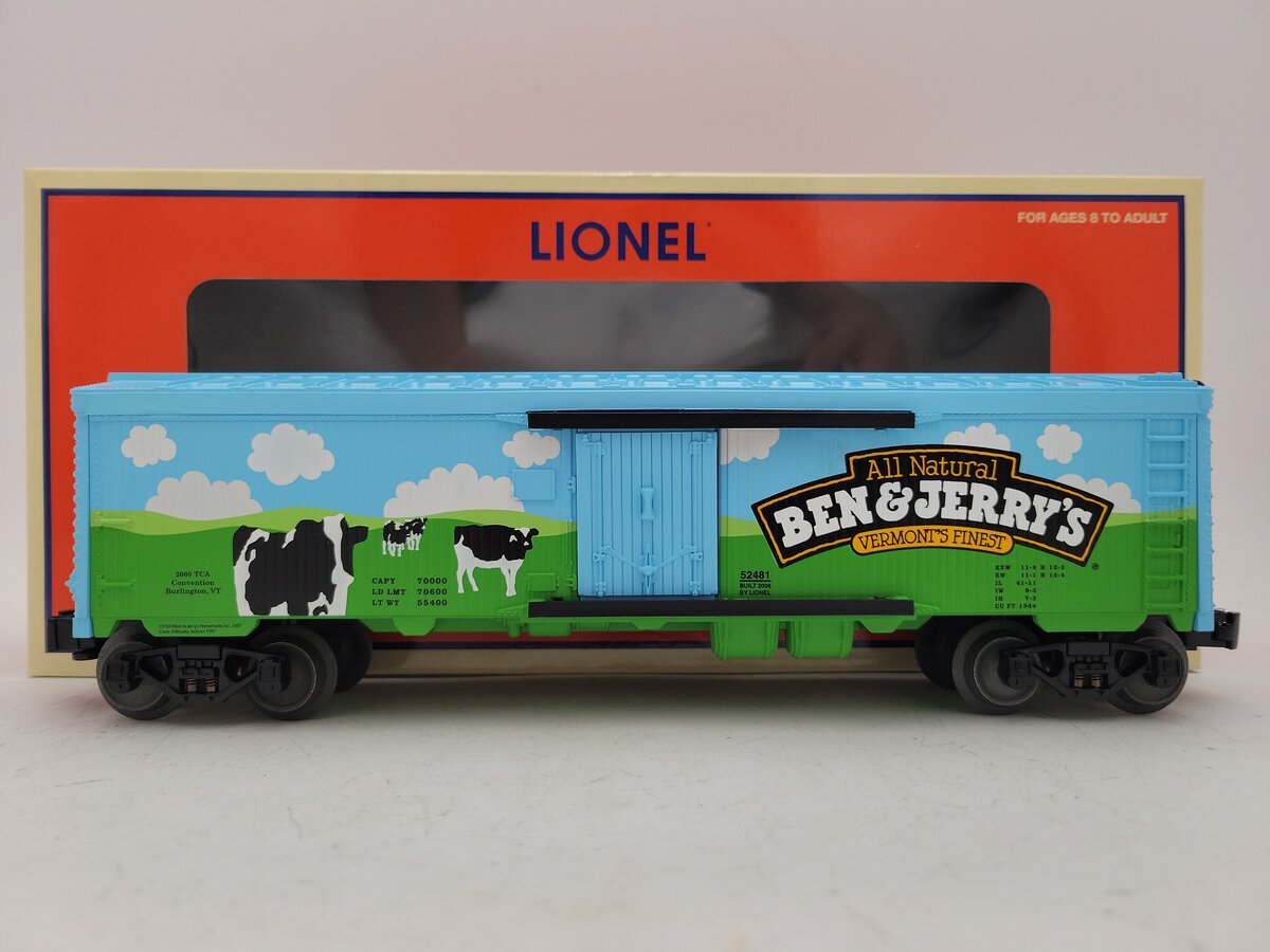 Lionel 6-52481 O Gauge 2008 TCA Convention Ben and Jerry's Refrigerator Car LN/Box