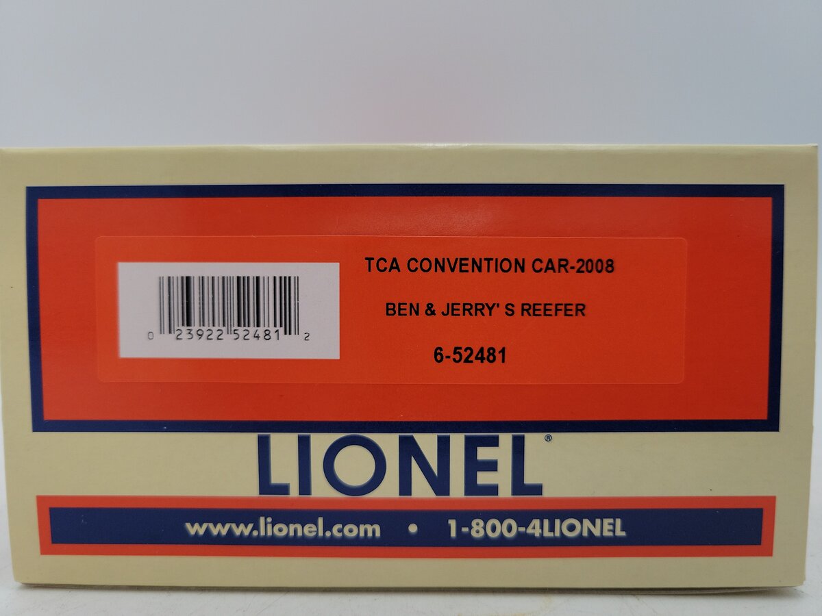 Lionel 6-52481 O Gauge 2008 TCA Convention Ben and Jerry's Refrigerator Car LN/Box