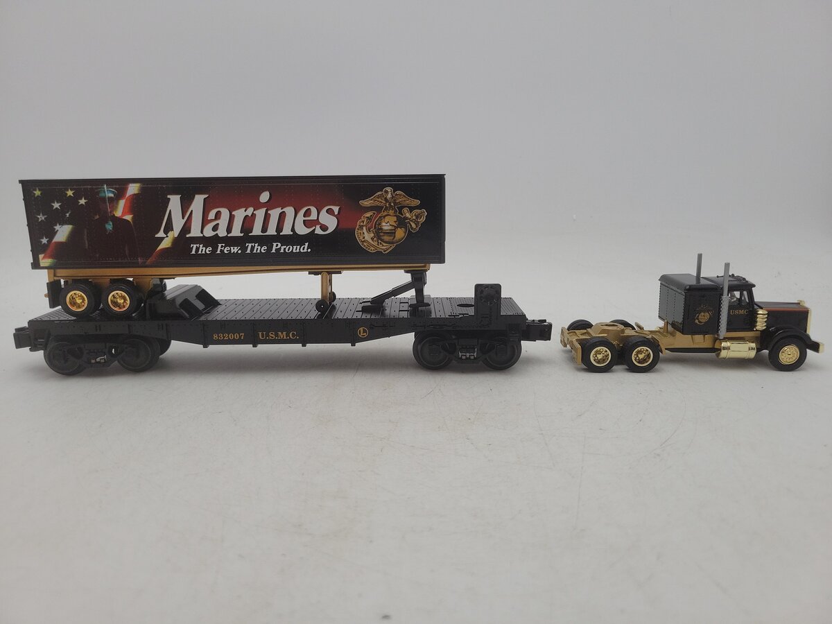 Lionel 6-52440 O Gauge USMC Flatcar w/ Tractor Trailer LN/Box