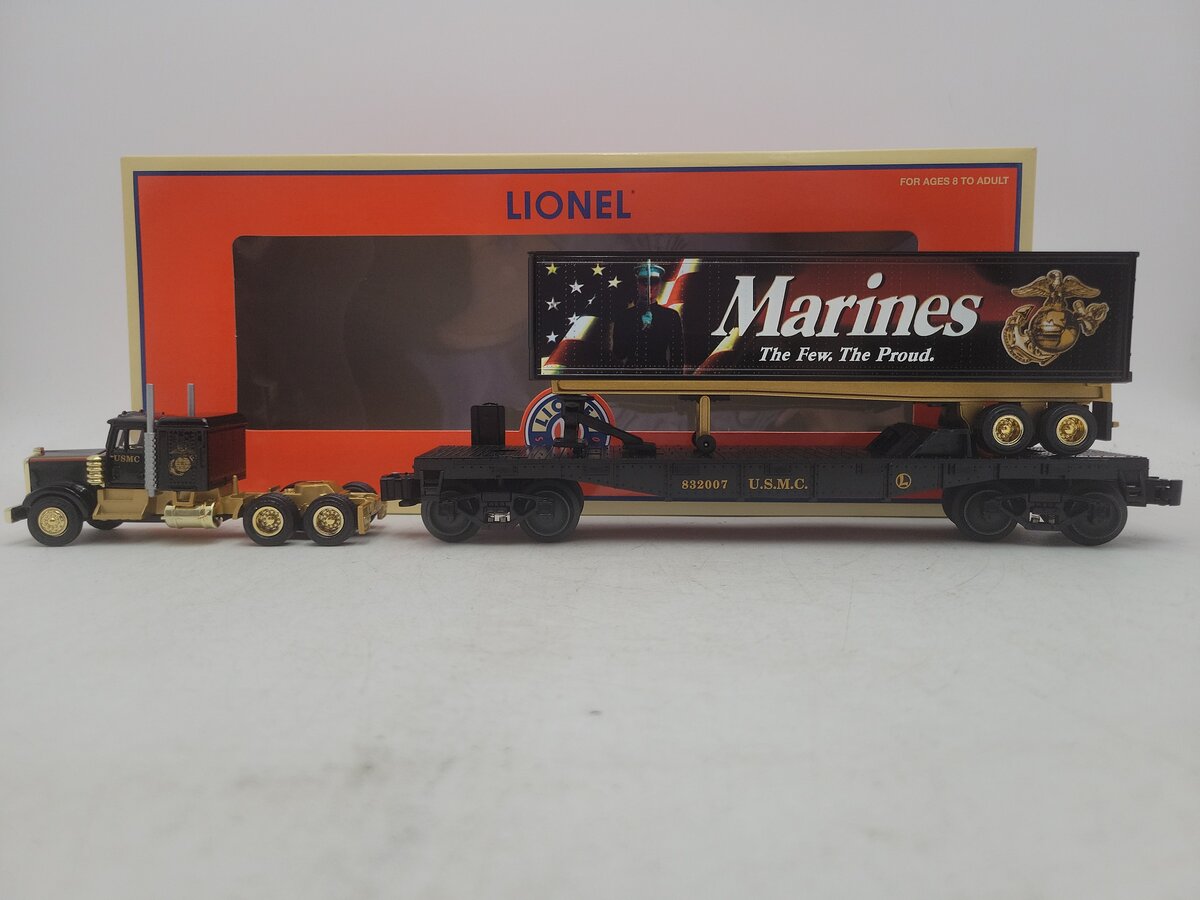 Lionel 6-52440 O Gauge USMC Flatcar w/ Tractor Trailer LN/Box