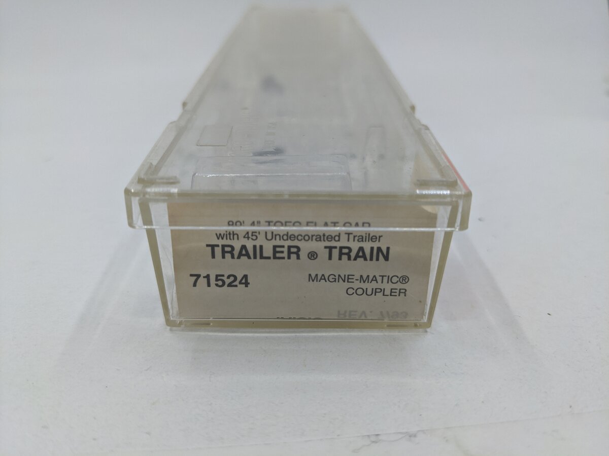 Micro-Trains 71524-1 N Scale TTX 89'4" TOFC Flat Car w/ Solid White Trailer VG/Box