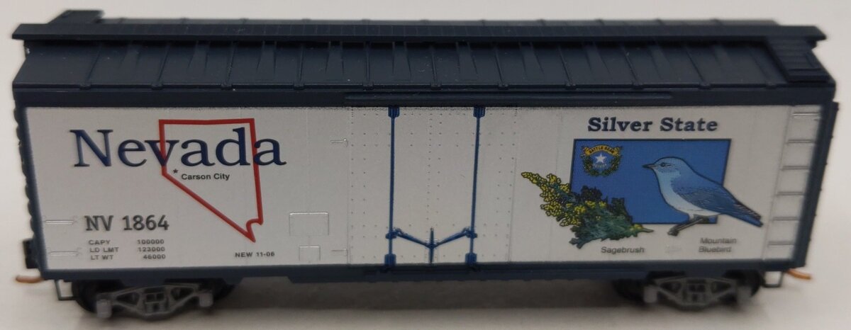 Micro-Trains 02100407 N Scale Nevada State 40' Standard Plug Door Boxcar #1864 LN