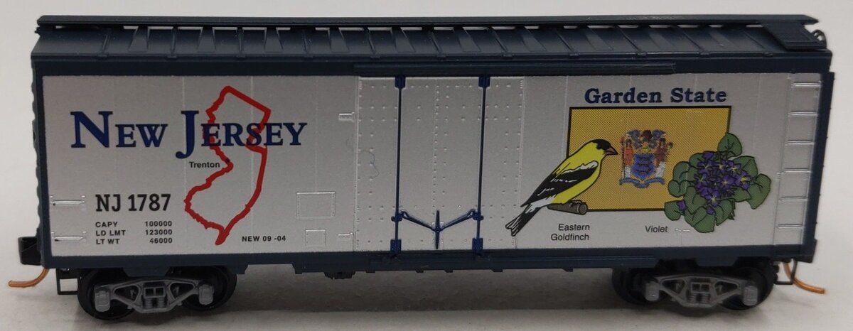 Micro-Trains 02100382 N New Jersey State 40' Standard Plug Door Boxcar #1787 LN