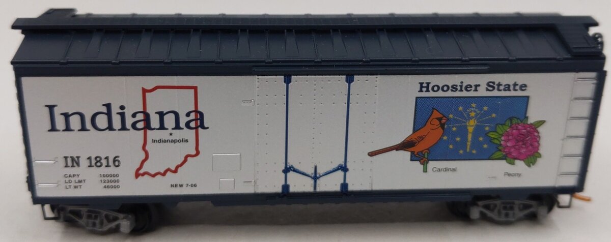 Micro-Trains 02100403 N Scale Indiana State 40' Standard Plug Door Boxcar #1816 LN