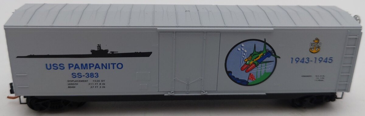 Micro-Trains 03800403 N Navy Series USS Pampanito 50' Standard Boxcar #SS-383 LN
