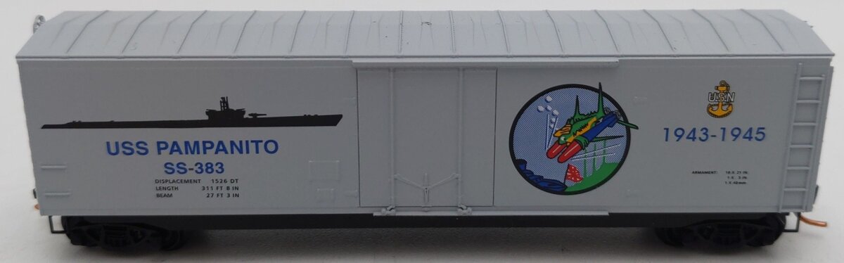 Micro-Trains 03800403 N Navy Series USS Pampanito 50' Standard Boxcar #SS-383 LN
