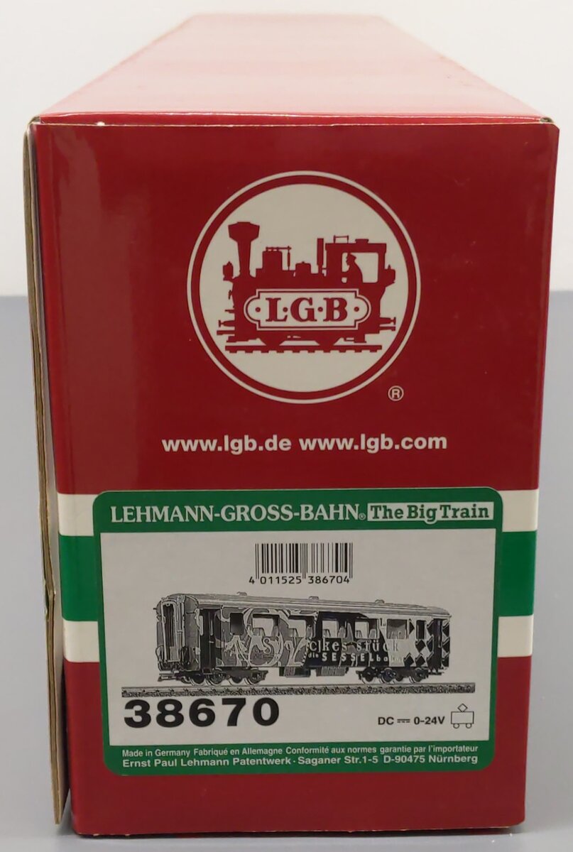 LGB 38670 G Scale RhB Stackes Stueck Salon Passenger Car (Metal Wheels) NIB
