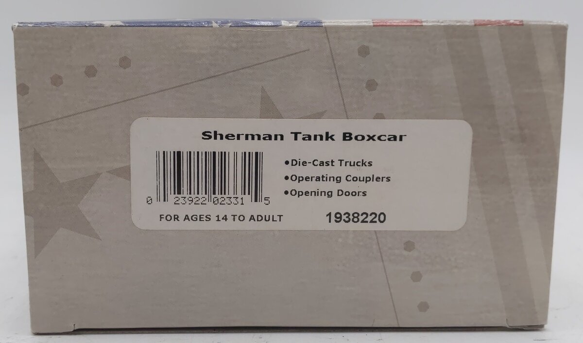 Lionel 1938220 O Gauge US Army WWII Sherman Tank Boxcar EX/Box