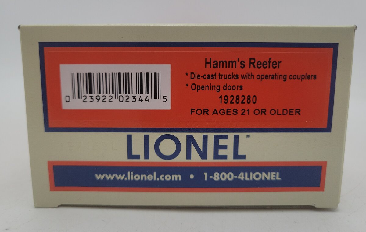 Lionel 1928280 O Hamm's Beer Refrigerator Car LN/Box