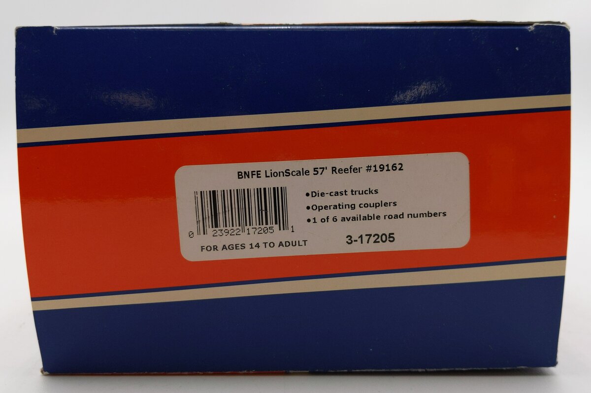 Lionel 3-17205 O Gauge BNFE LionScale 57' Refrigerator Car #19162 LN/Box