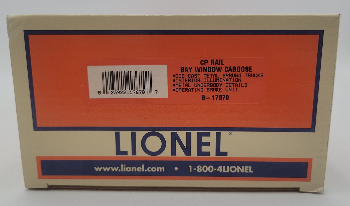 Lionel 6-17670 O Gauge CP Rail Bay Window Caboose #437265 EX/Box