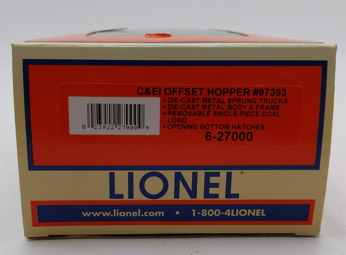 Lionel 6-27000 O Gauge Chicago & Eastern Illinios Offset Hopper #97393 LN/Box