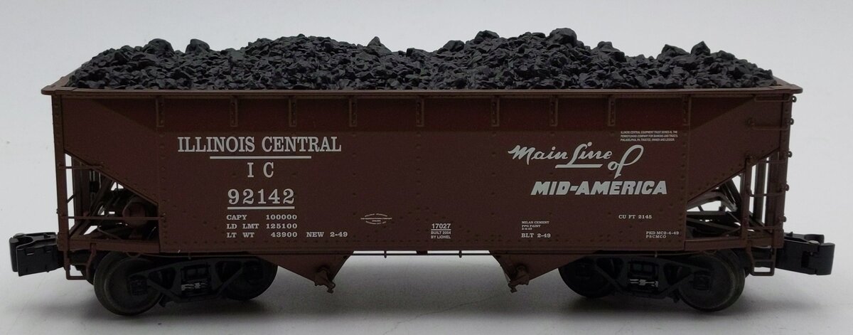 Lionel 6-17027 O Gauge Illinois Central 50 Ton Offset Hopper #92142 LN/Box