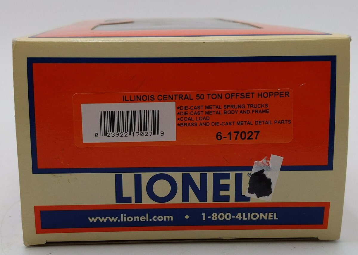 Lionel 6-17027 O Gauge Illinois Central 50 Ton Offset Hopper #92142 LN/Box