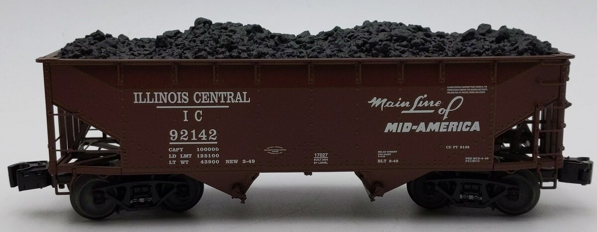 Lionel 6-17027 O Gauge Illinois Central 50 Ton Offset Hopper #92142 LN/Box