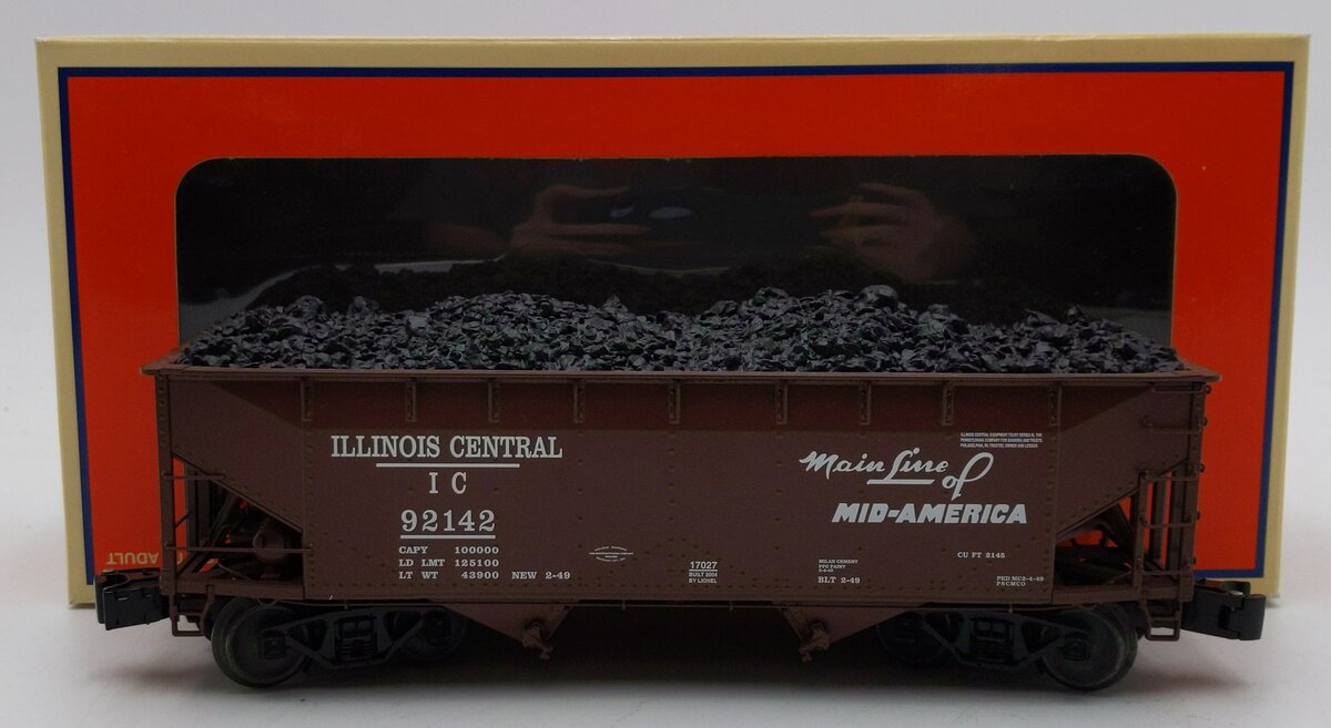 Lionel 6-17027 O Gauge Illinois Central 50 Ton Offset Hopper #92142 LN/Box