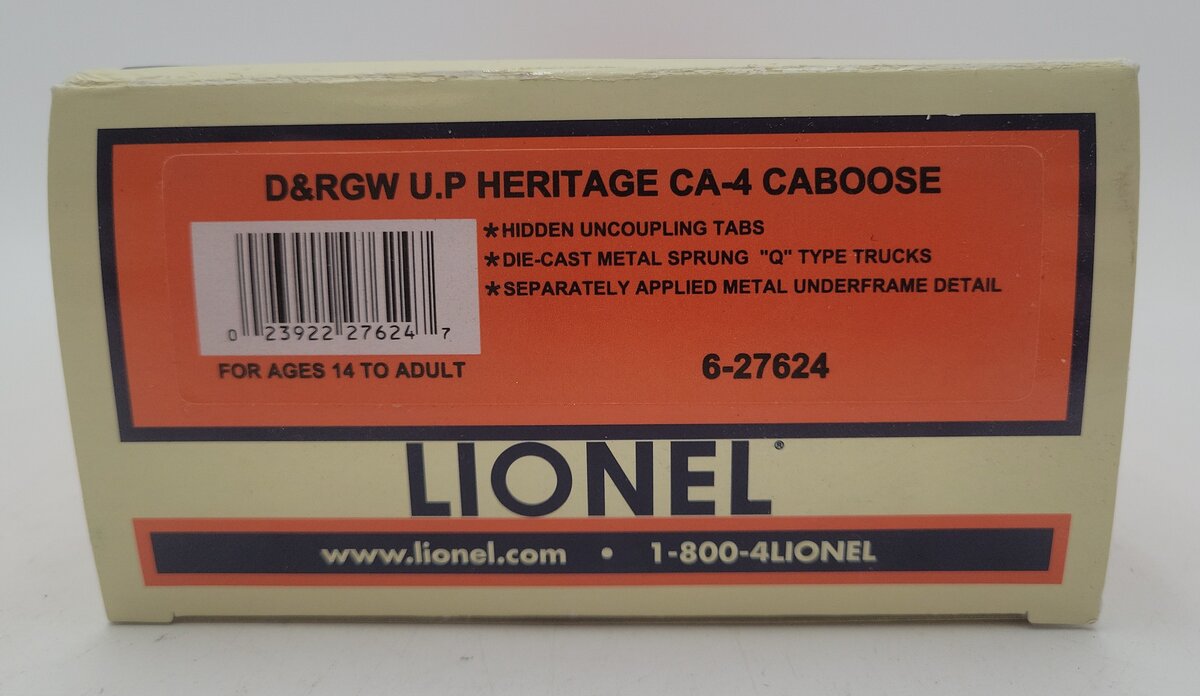 Lionel 6-27624 O Gauge Denver & Rio Grande Western Heritage CA-4 Caboose #9891 EX/Box