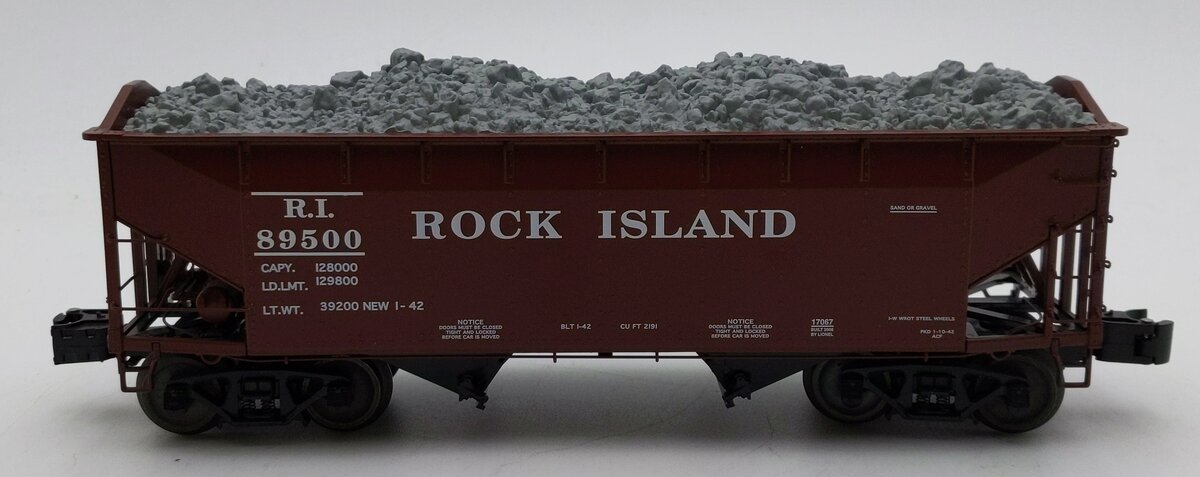 Lionel 6-17067 O Gauge Rock Island Offset Hopper w/ Gravel Load #89500 LN/Box
