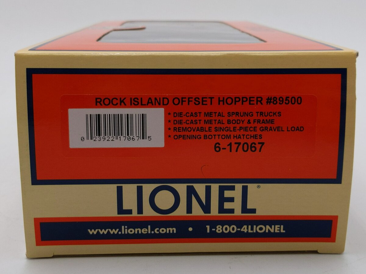 Lionel 6-17067 O Gauge Rock Island Offset Hopper w/ Gravel Load #89500 LN/Box
