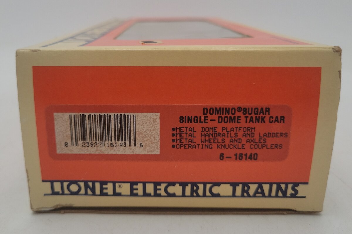 Lionel 6-16140 O Gauge Domino Sugar Single Dome Tank Car #16140 VG/Box