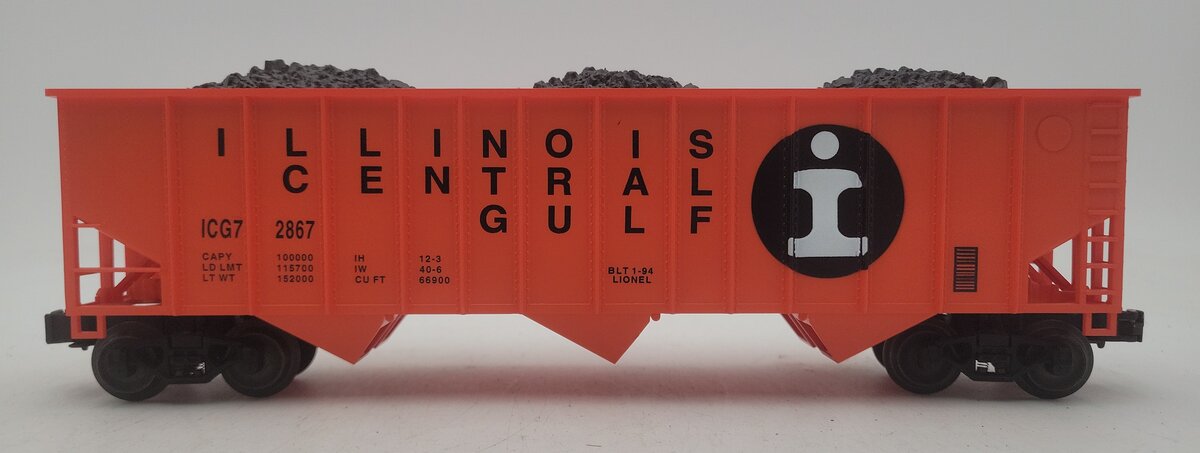 Lionel 6-17121 O Gauge Illinois Central 3-Bay Hopper w/Coal #2867 LN/Box